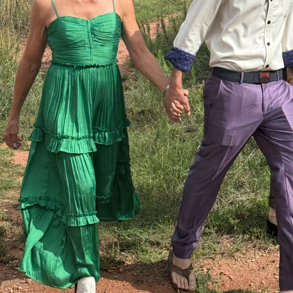 Aqua Green Pleated Maxi Dress